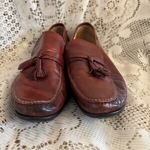 French Shriner Men's US 10 M Brown Leather Tassel Loafers Shoes